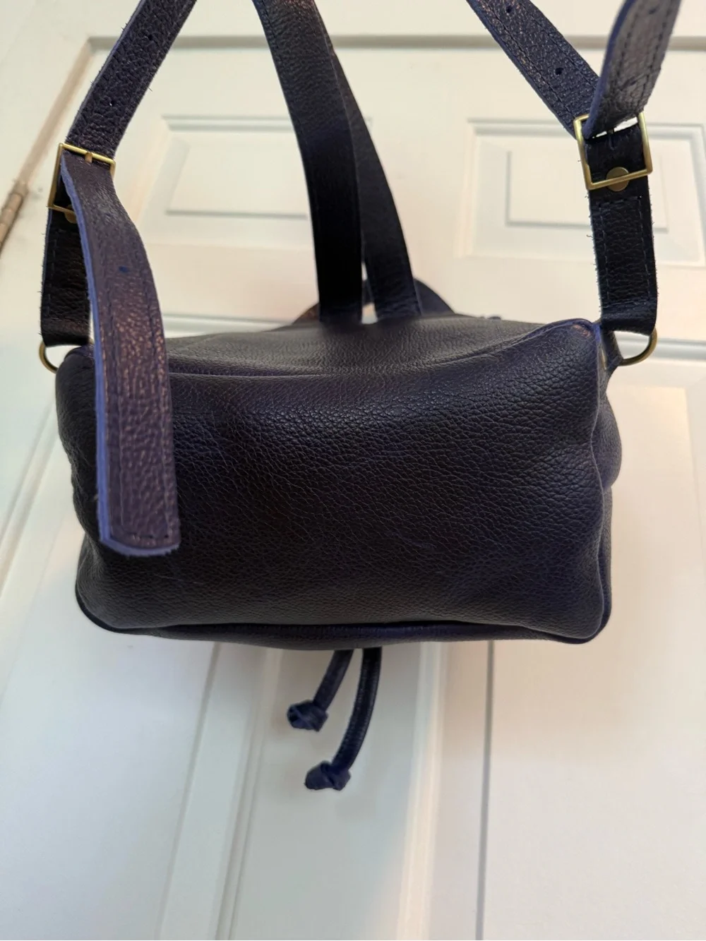 Portland Leather Bucket Backpack - Cobalt Blue